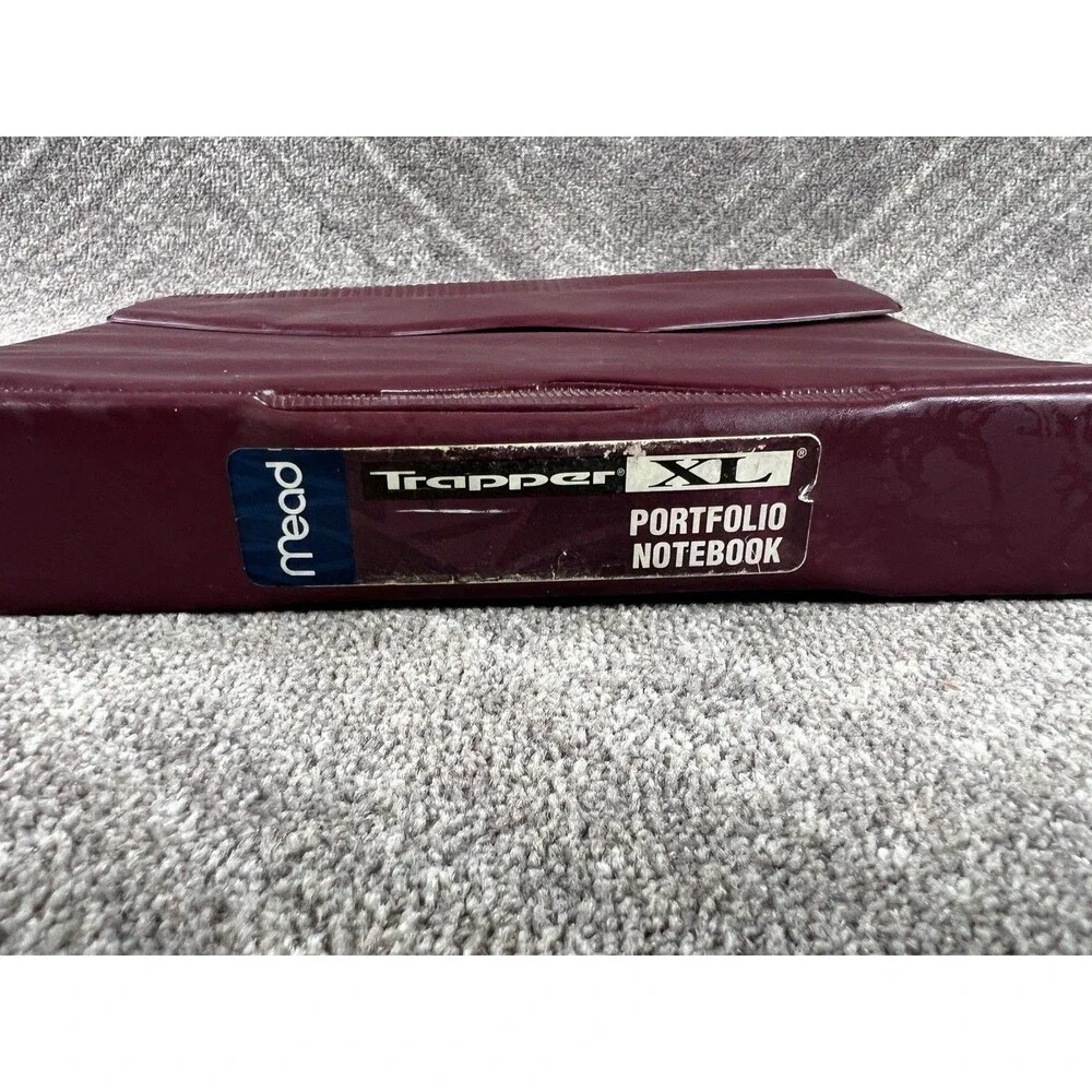 Vintage 1996 Mead Trapper Keeper XL Maroon Binder Notebook 90s w/Folder